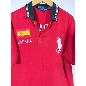 Polo Ralph Lauren Mens Spain Espana Big Pony Polo Shirt Red Custom Fit Large 43